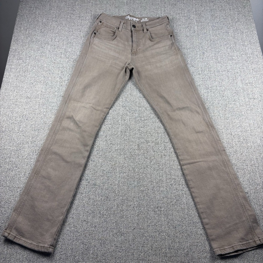 Wrangler Retro Slim Straight Jeans Mens Saddle Tan Taupe Stretch 29x34